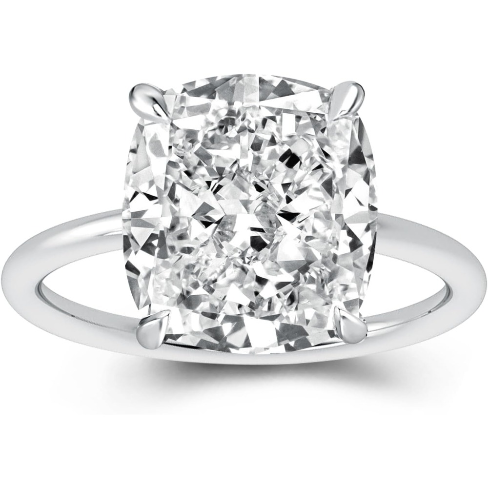 Women's S925 Silver Big Solitaire Ring with Lab Grown Moissanite